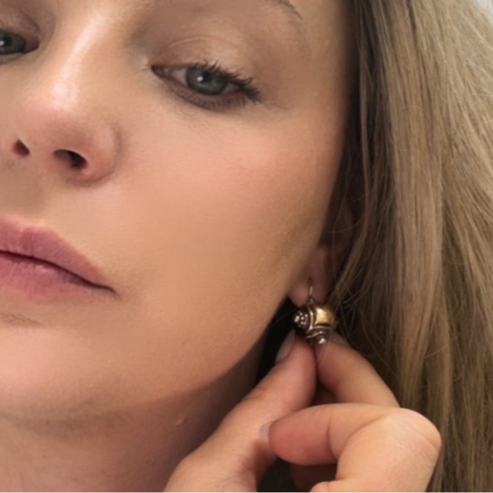 14K yellow gold and 925 sterling silver earrings for pierced ears 7.2g - Picture 14 of 16